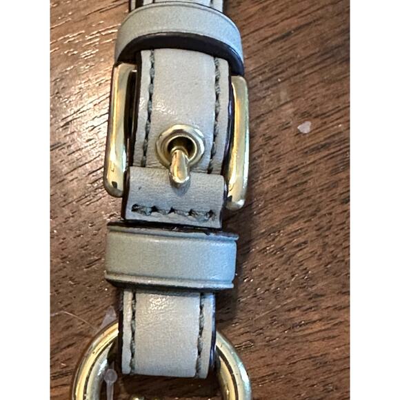 Coach Leather Keychain Brass lanyard wristlet Small Tag Wrist Strap green blue - Picture 6 of 9